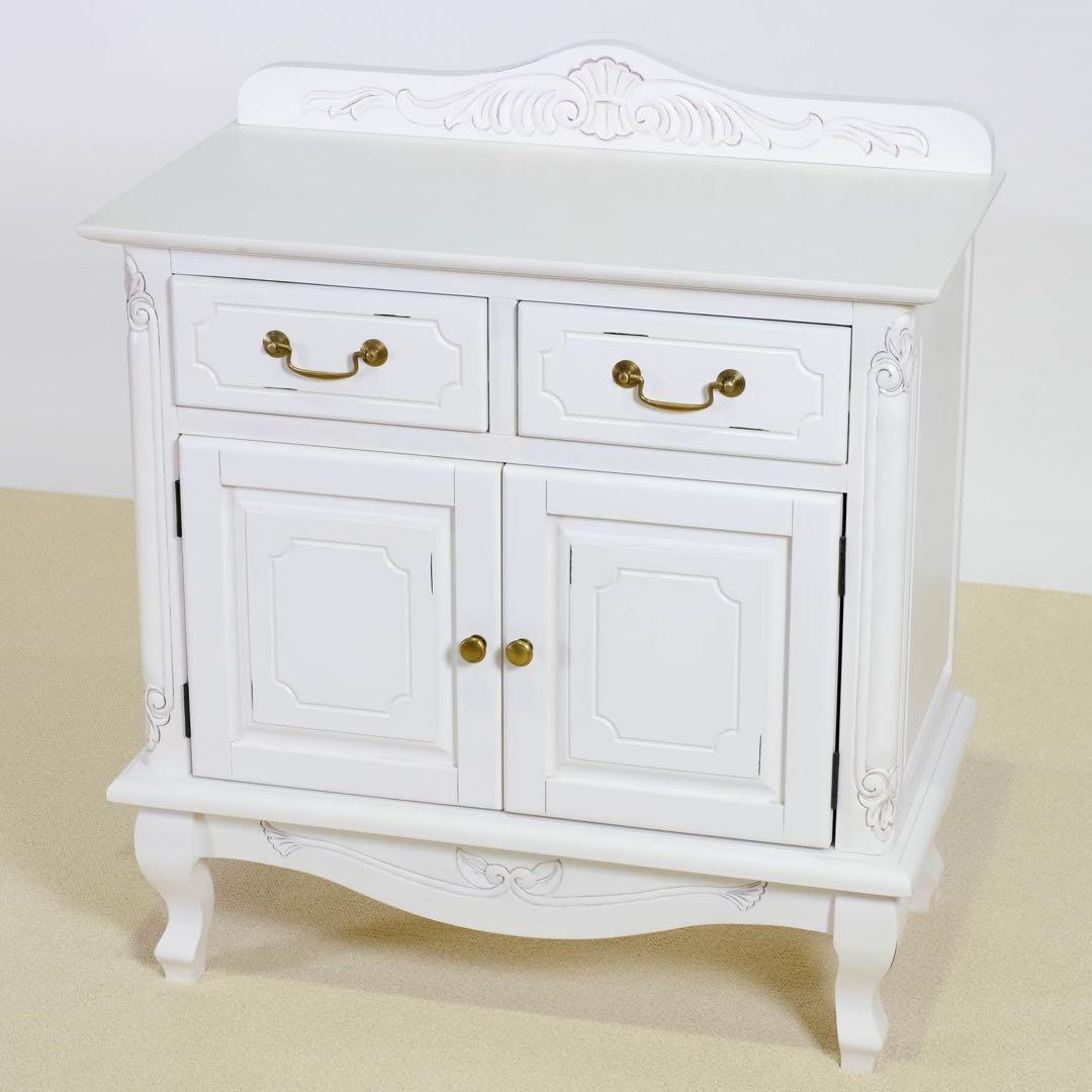 新品 キャビネット サイドボード 白 ホワイト 本棚 飾り棚 リビングボード