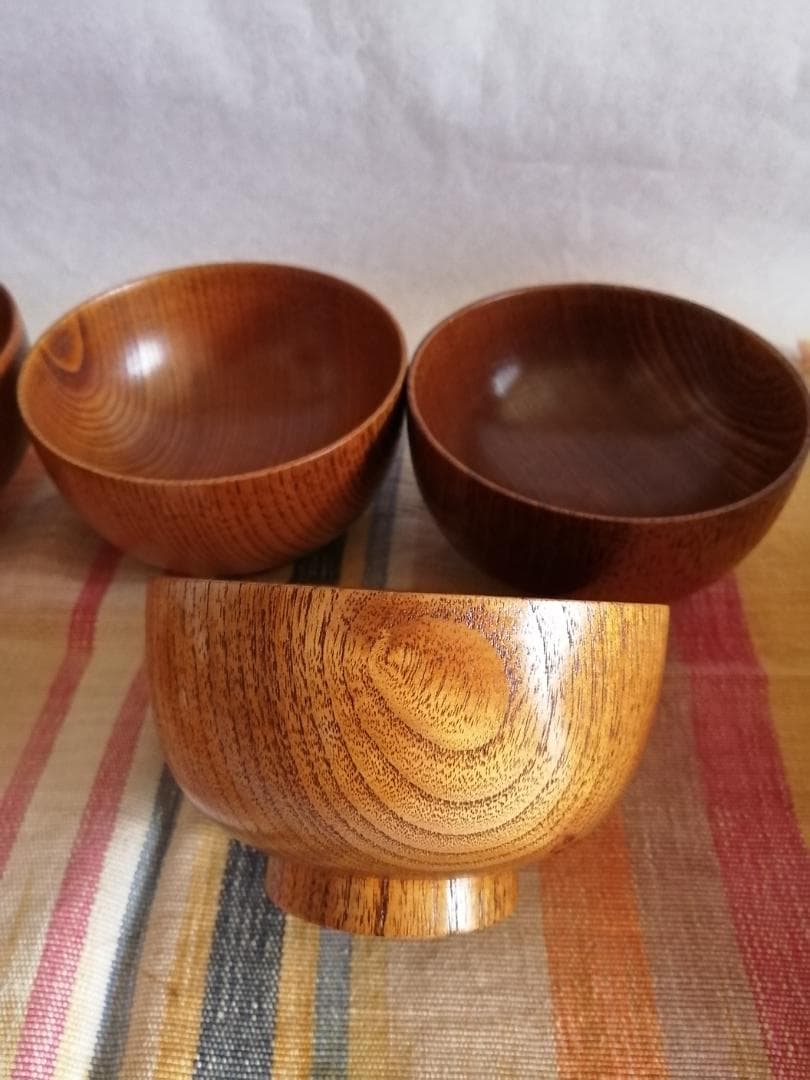 値下げ！山中漆器　お好み椀5客　天然木