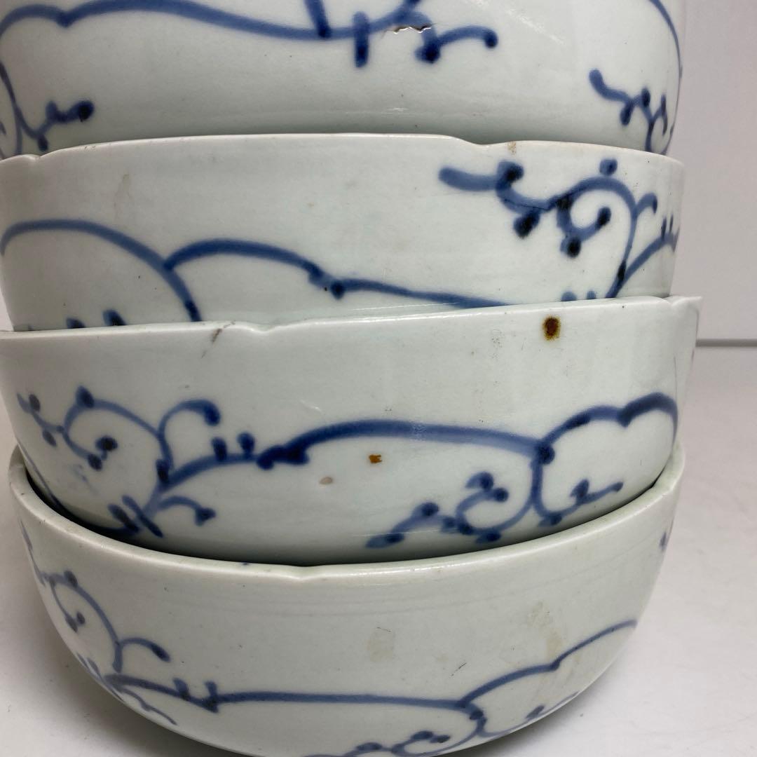 古伊万里　染付鉢8客　直径約16cm 東R8-0219①