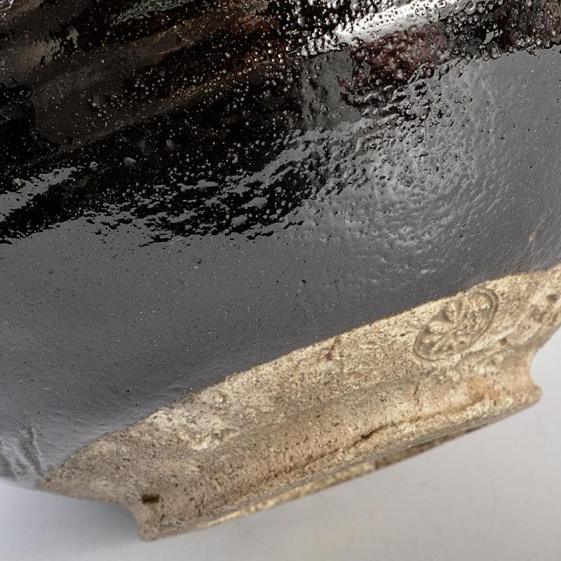 芳幽軒　加藤石春作　黒楽　菓子器　共布共箱　M　R5391