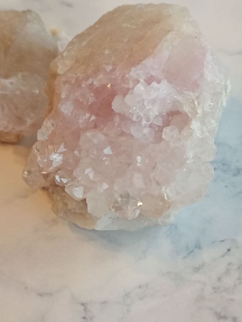 天然石 レア品 ローズクォーツクラスターセット
