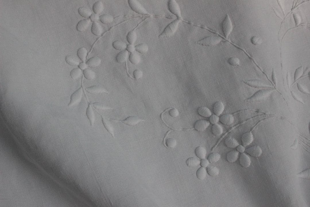 フランスアンティークイニシャルシーツ/モノグラム刺繍