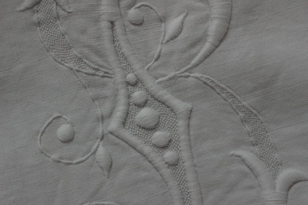 フランスアンティークイニシャルシーツ/モノグラム刺繍