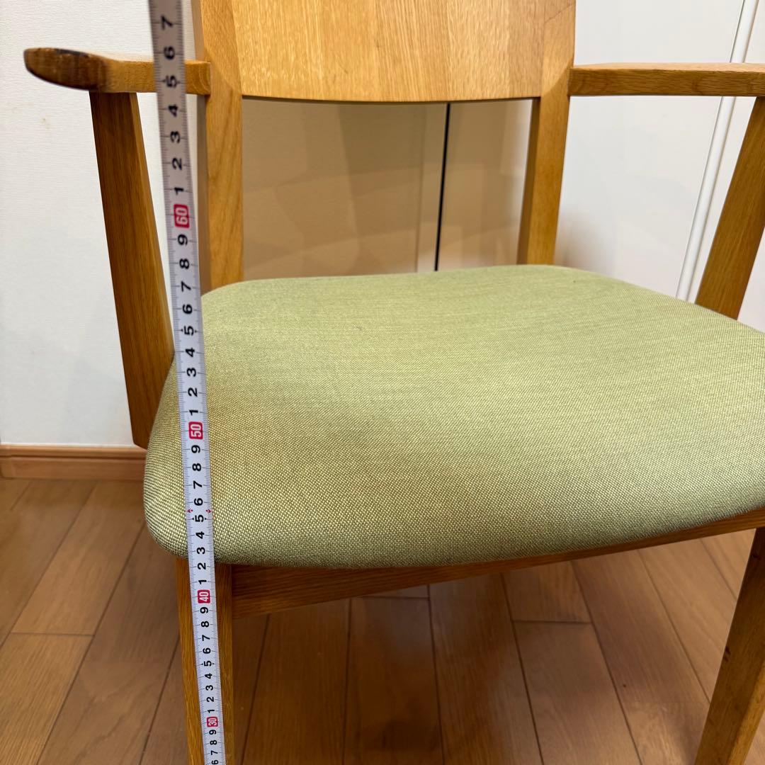 【送料無料】日進木工1脚 高級アームチェア グリーン美品 座り心地抜群 日本製