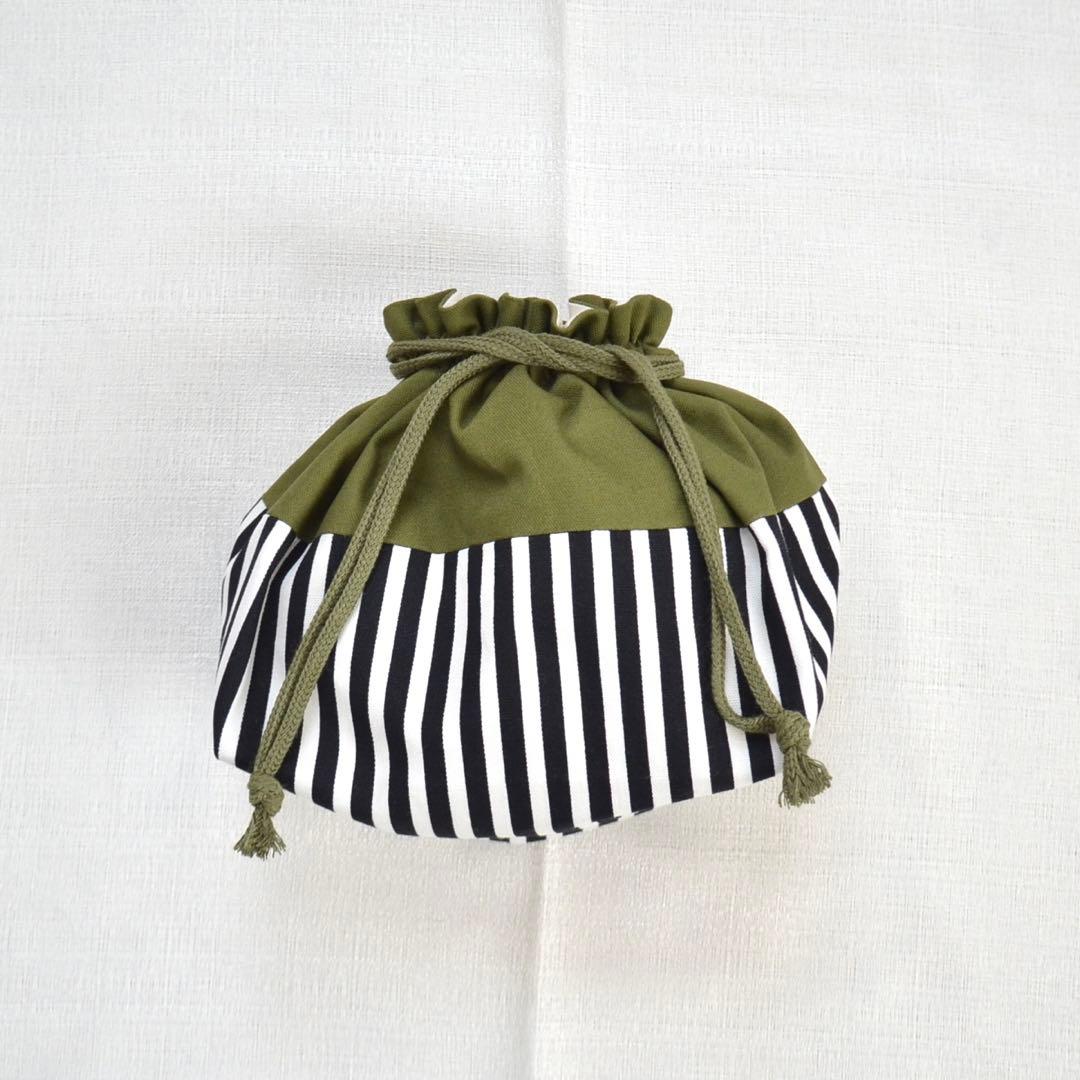 入園・入学準備6点セット　シンプル　ストライプ　カーキ　グリーン　ブラック