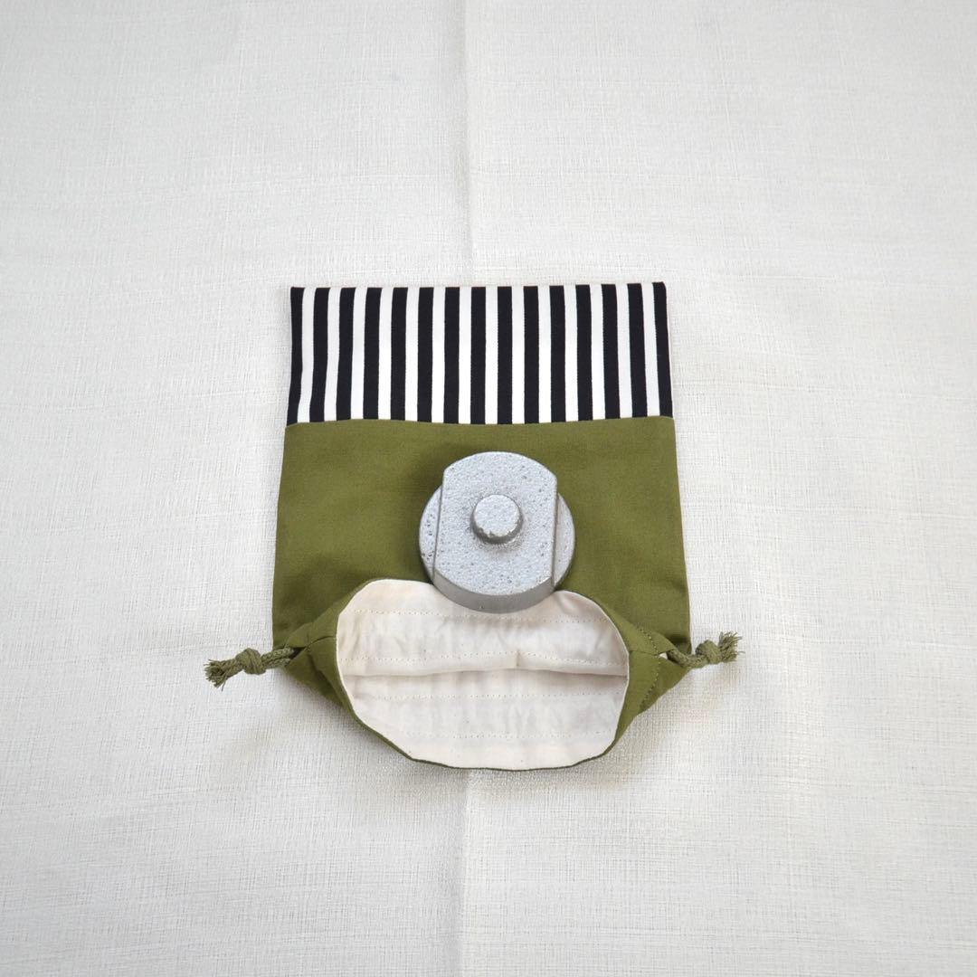 入園・入学準備6点セット　シンプル　ストライプ　カーキ　グリーン　ブラック