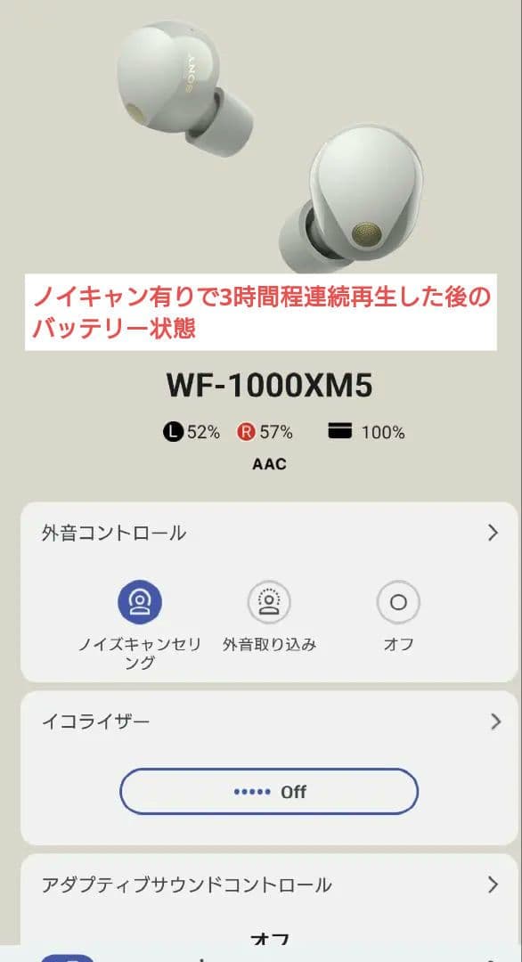 ソニーワイヤレスイヤホン WF-1000XM5 【バッテリー良好】