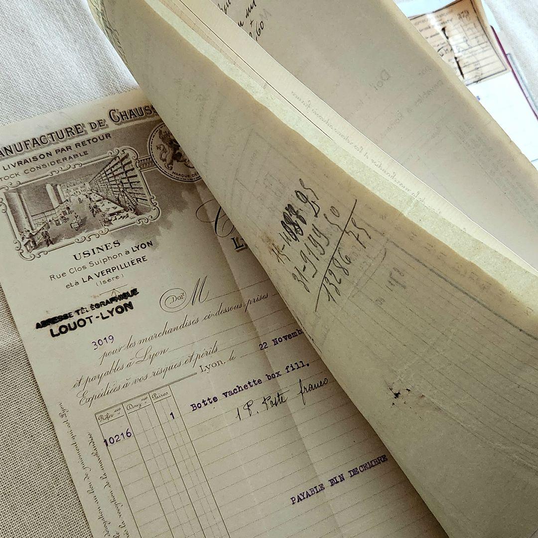 ヴィンテージ紙もの＊蚤の市＊1900年初頭～フランスの領収書など書類100枚②