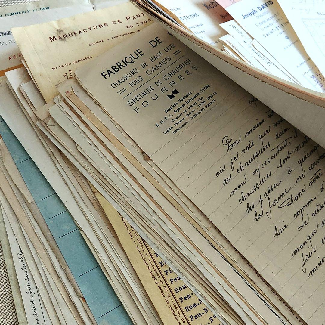 ヴィンテージ紙もの＊蚤の市＊1900年初頭～フランスの領収書など書類100枚②