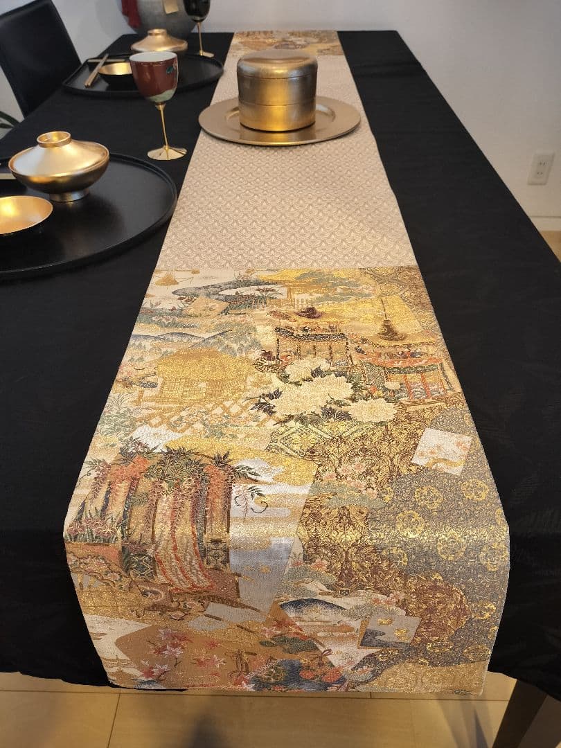 A744高級‼️ひな祭り‼️袋帯テーブルランナー2m12cm