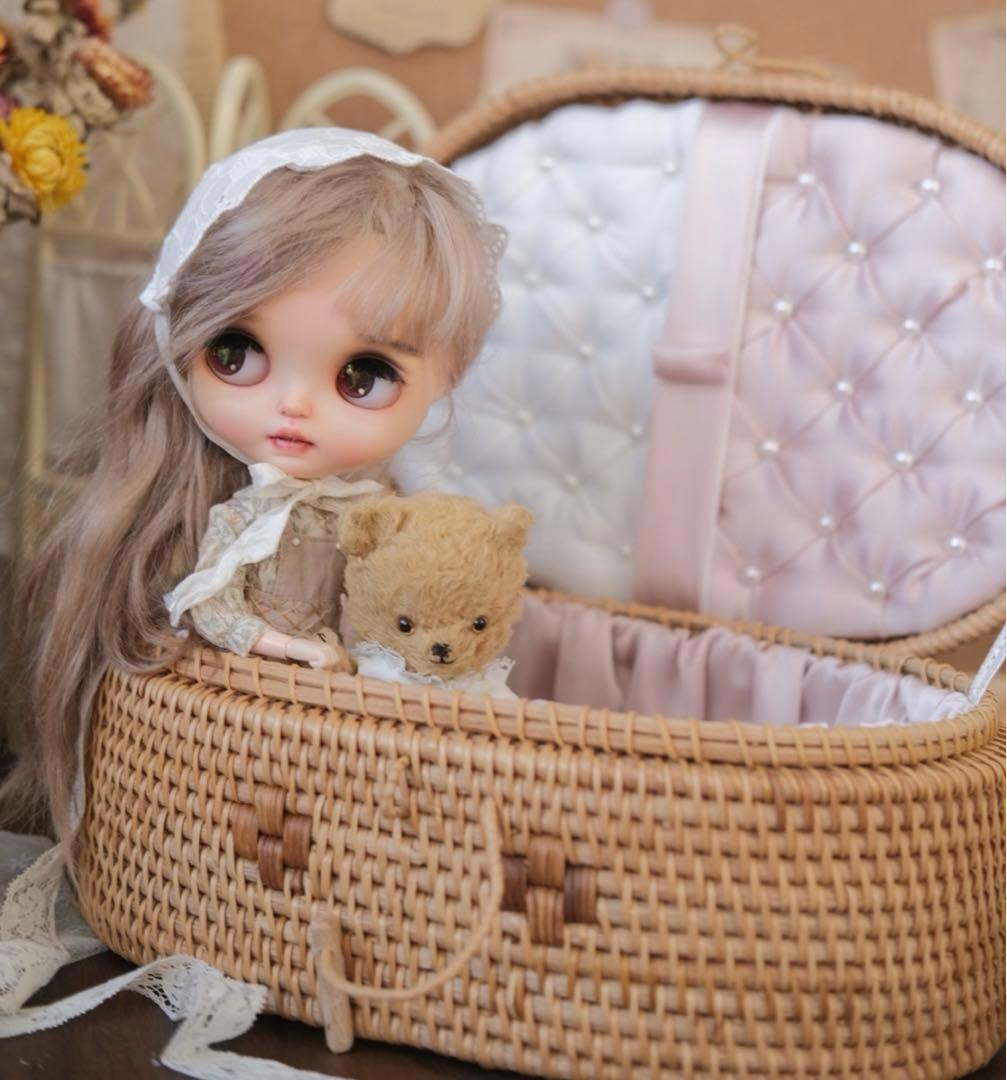 ぬいぐるみカゴ 収納ボックス 人形収納 飾り 手編み 海外作家様 ハンドメイド