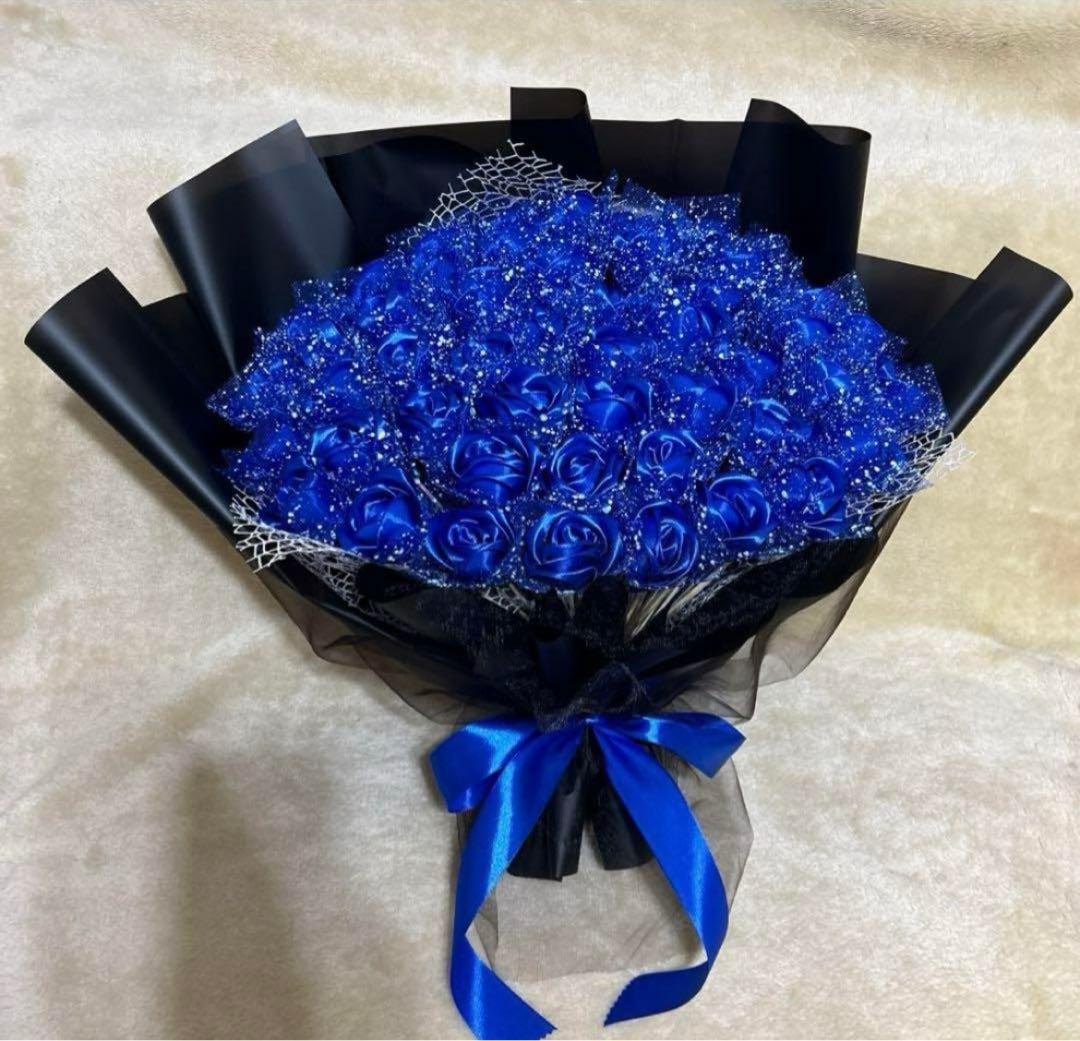 50本青バラブーケ　プレゼント お祝い 枯れない花 永生薔薇　特別な人へ