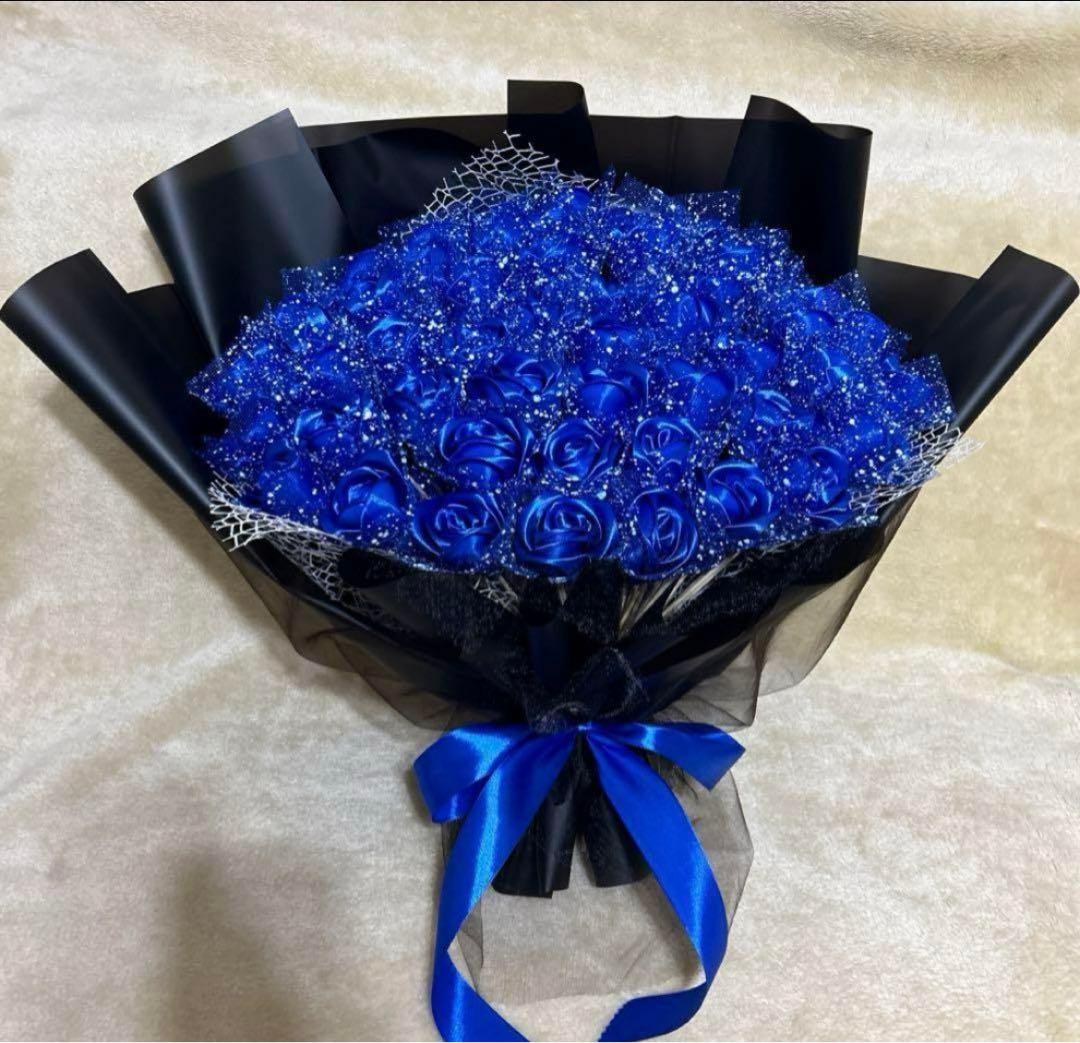 50本青バラブーケ　プレゼント お祝い 枯れない花 永生薔薇　特別な人へ