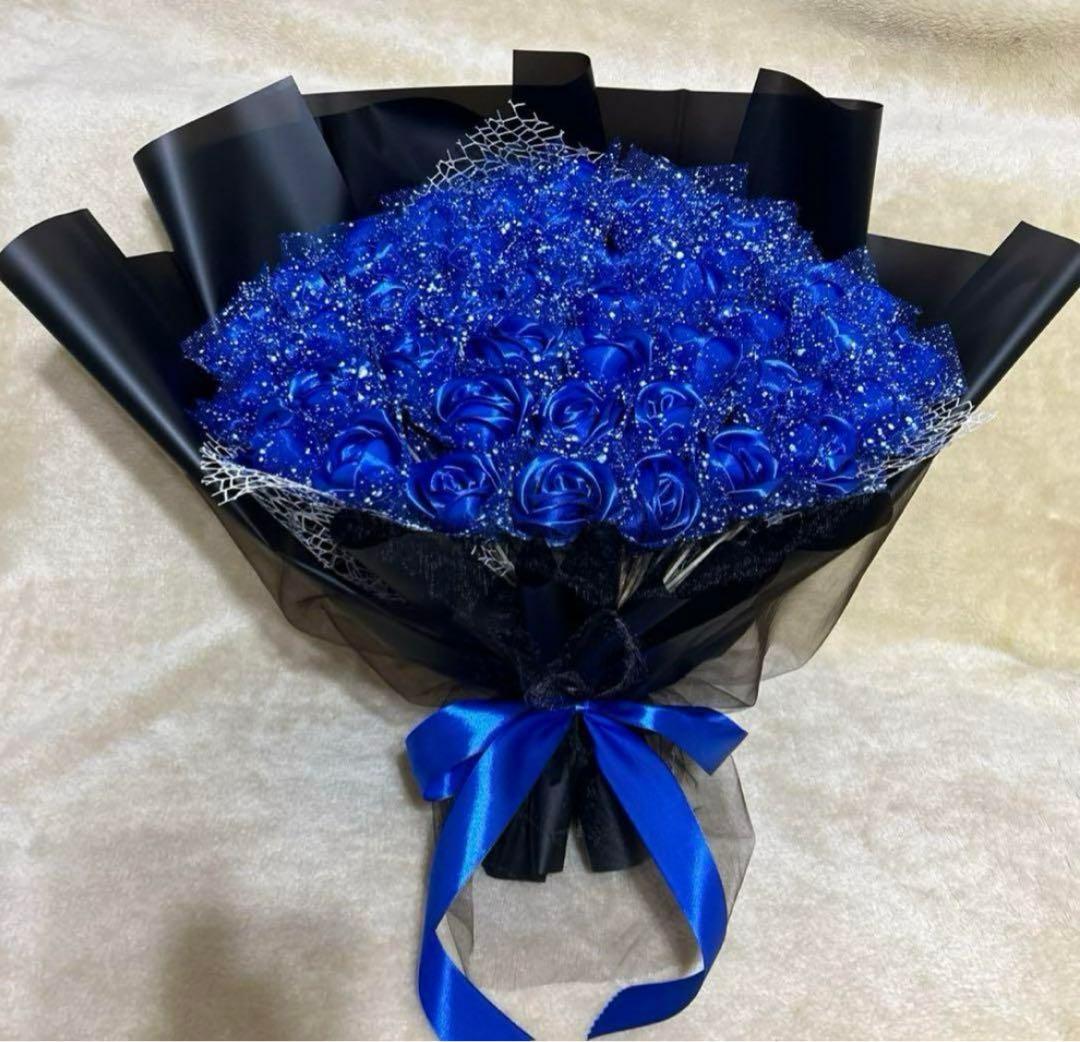 50本青バラブーケ　プレゼント お祝い 枯れない花 永生薔薇　特別な人へ