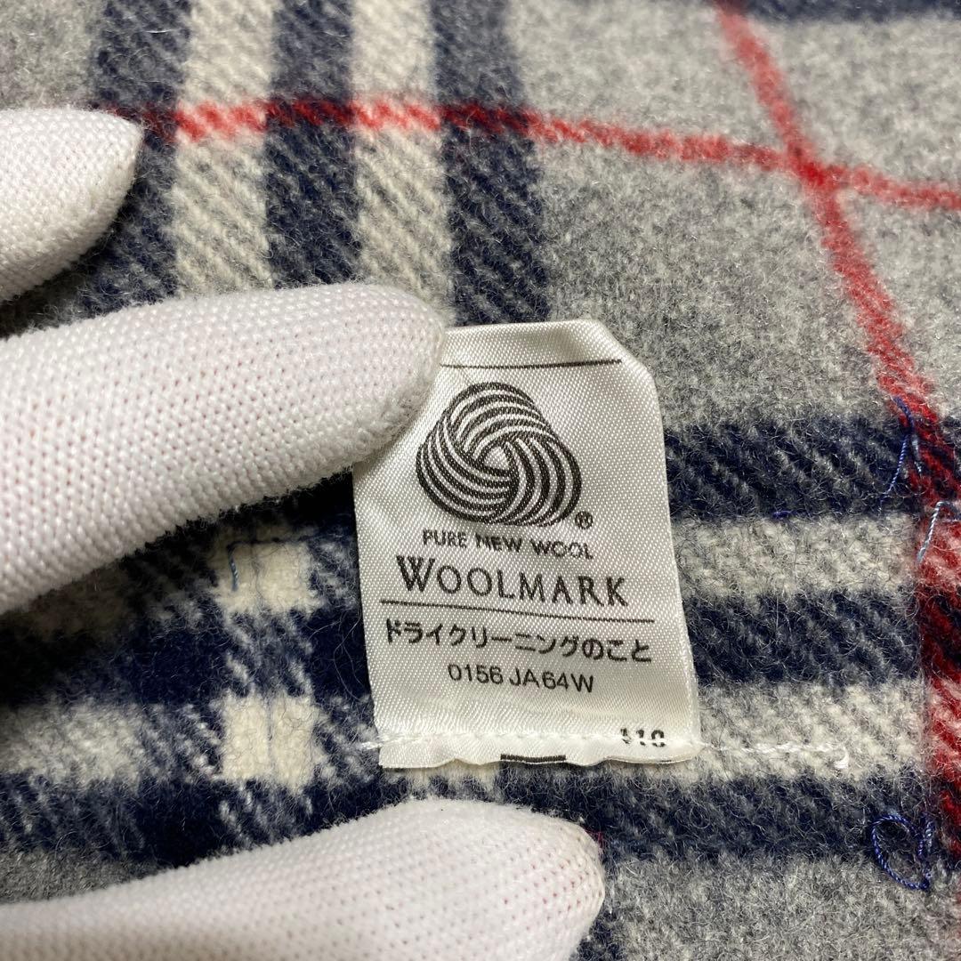 美品　バーバリーBurberrys　ウールひざ掛け　ブランケット　グレーチェック