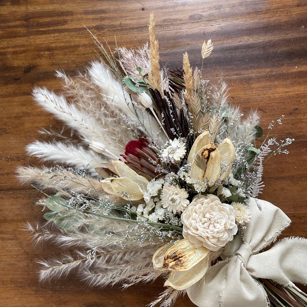ドライフラワーブライダルブーケ　ネイティブクラシカル