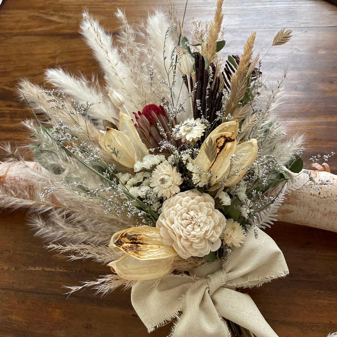 ドライフラワーブライダルブーケ　ネイティブクラシカル