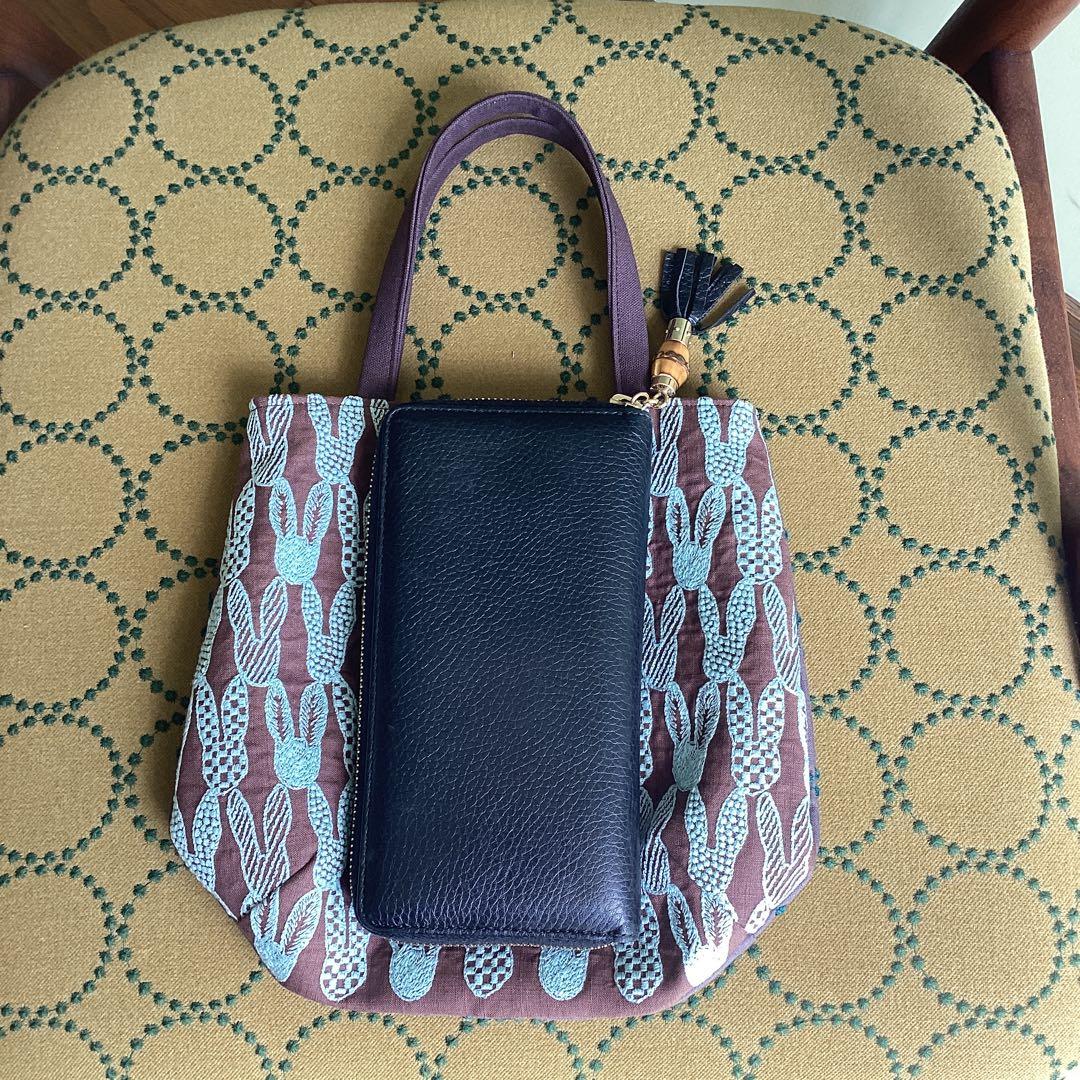 ミナペルホネンポンピア&タンバリン　小さめトートバッグ　ハンドメイド