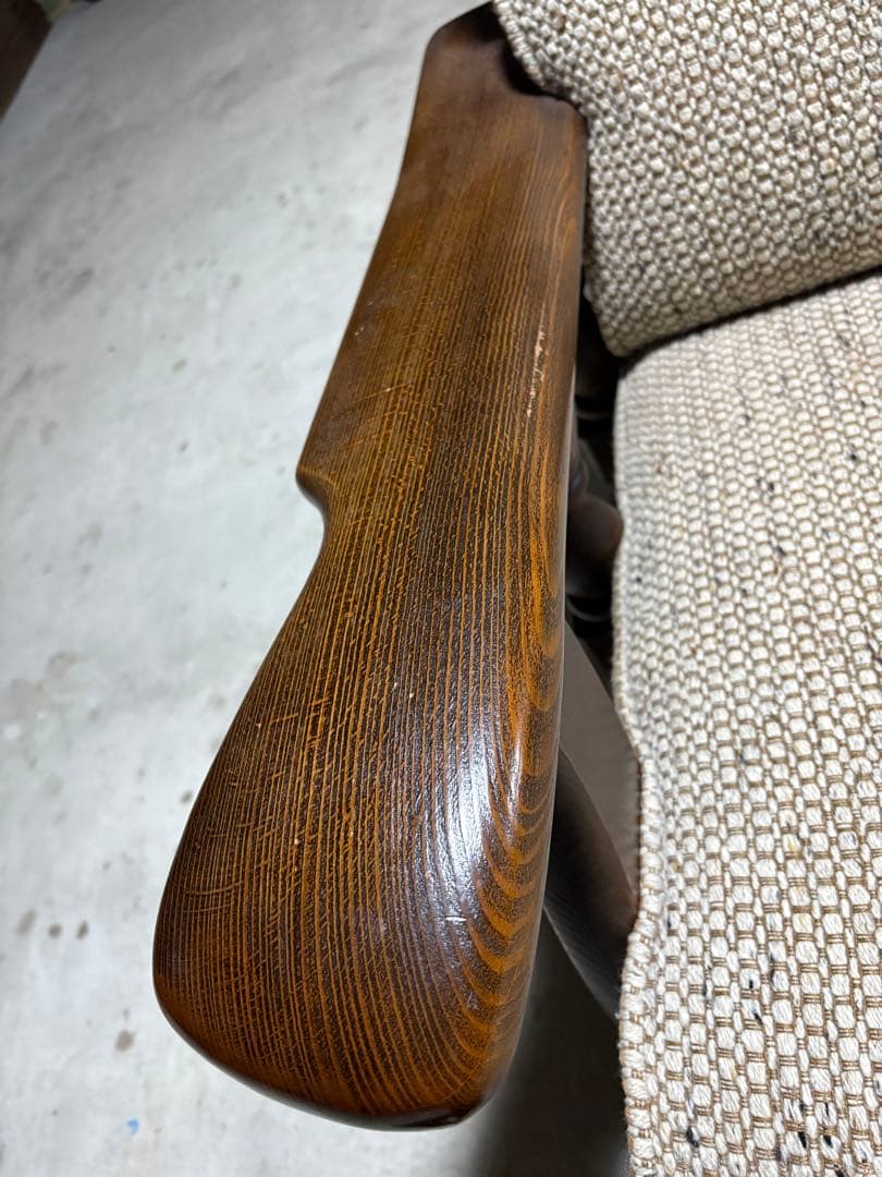 オールドカリモク　1人掛けソファ　1Pチェア　状態良好　重厚感　レトロデザイン