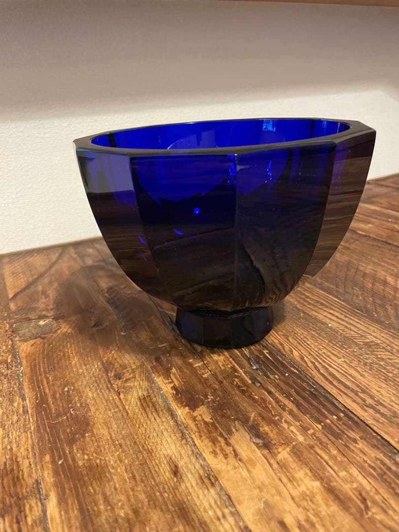 mosel モーゼル 王室御用達 花瓶 コバルトブルー 多面カット