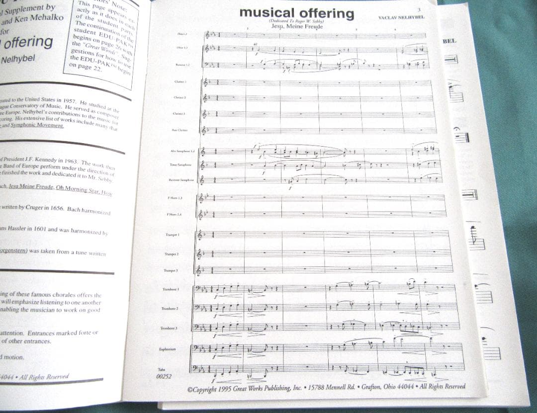 よ*し様 【新品未使用】音楽の捧げ物（J.S.バッハ／V.ネリベル）スコア＆パー