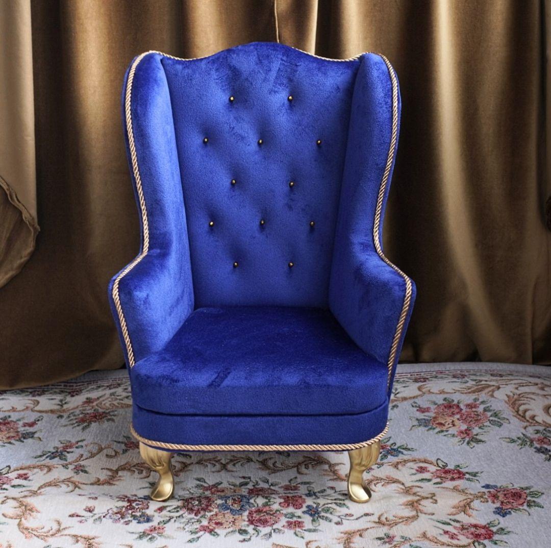 無言取引◎匿名配送 1/3ウィングチェア1人用 群青