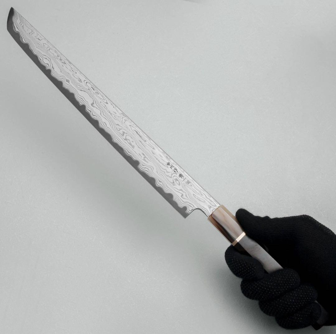 中川悟志x 直人明神　ダマスカス青一鋼　先丸柳刃　330