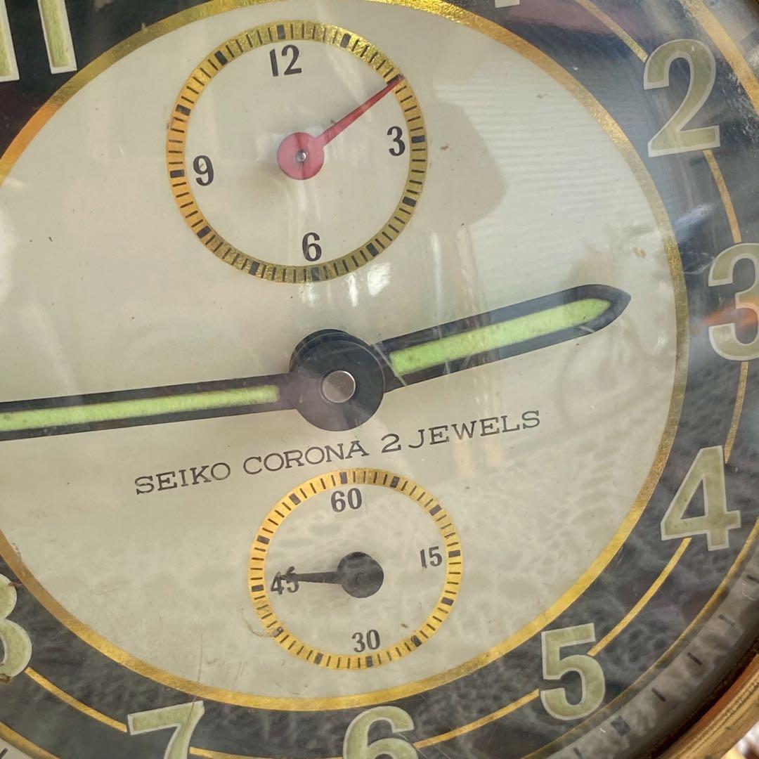 SEIKOCORONA 2 JEWELS ゼンマイ 置時計 インテリア