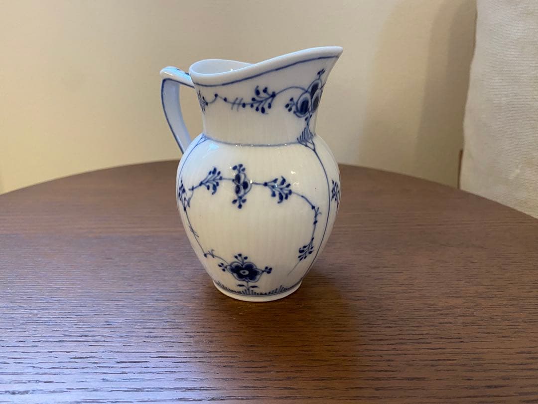 ブルーフルーテッドプレイン　ティーポット　シュガーポット　クリーマー　希少サイズ