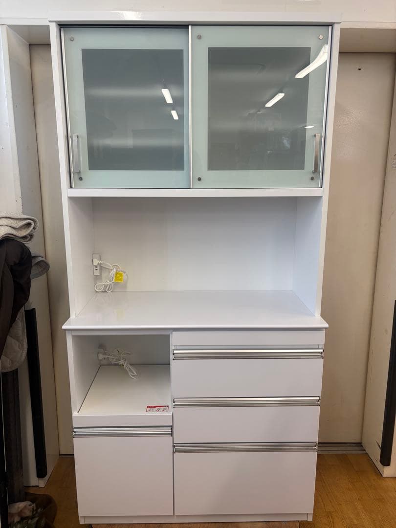 M120 ホワイトレンジボード 1000mm幅 ガラス扉付き