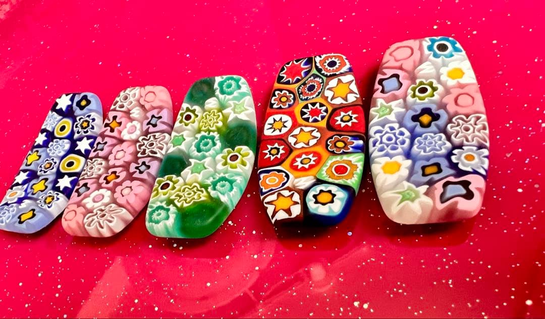 新品】⭐️ヴェネツィアンガラス「ミルフィオリ」カトラリーレスト（箸置き）5セット