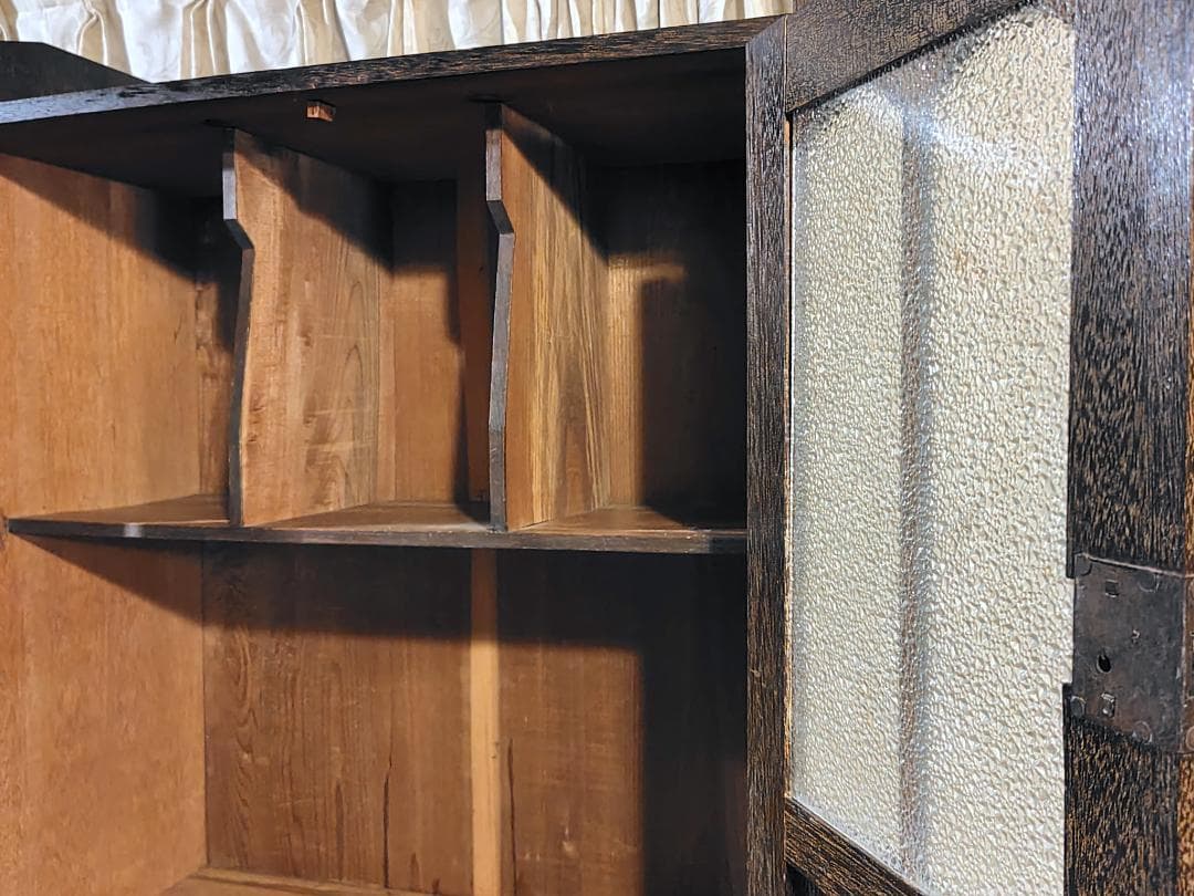 全国発送　ダイアガラス　古家具 昭和レトロ 　アンティーク 　本箱　収納家具