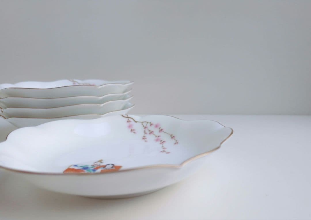 ✩希少品✩深川製磁　ひな人形　桜型取皿揃　５枚