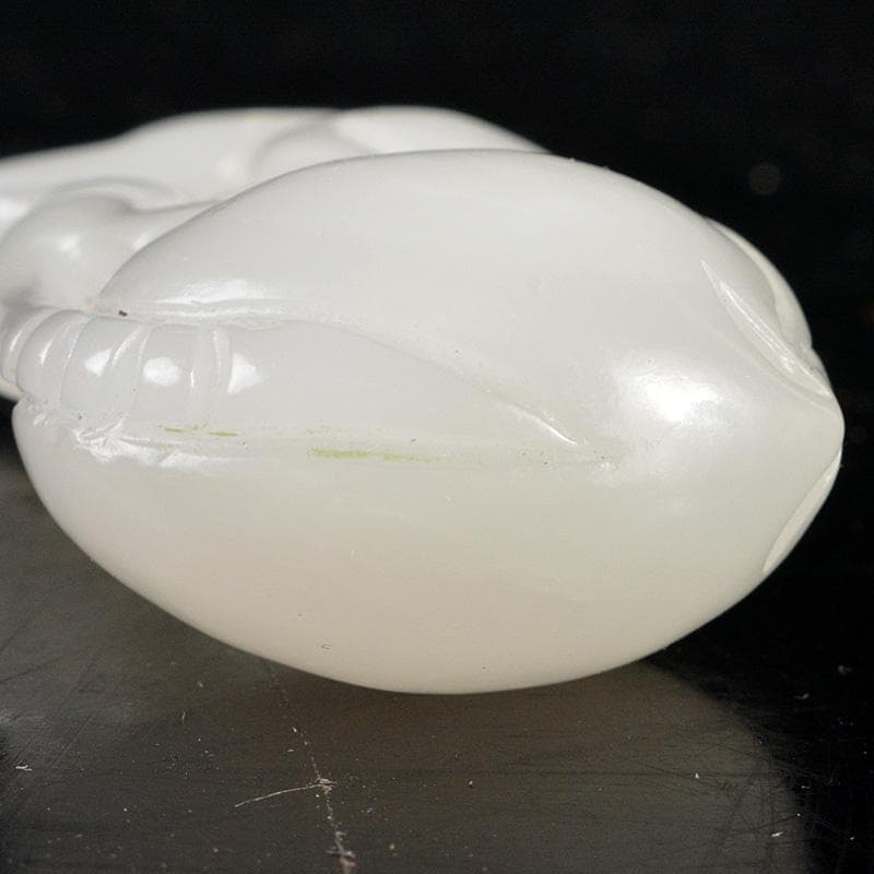 中国　玉石白玉彫刻　猿鳥彫　根付　置物　V R6008E