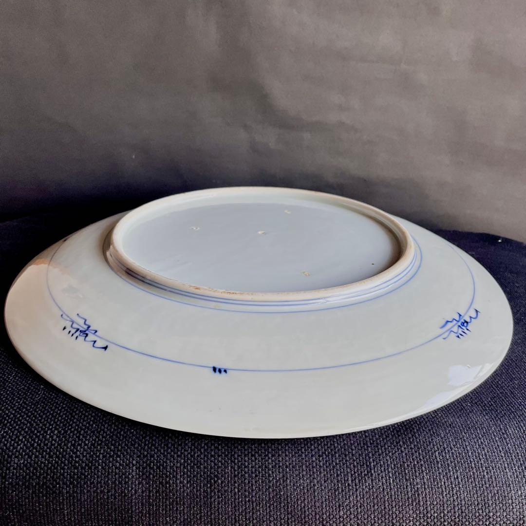 ★アンティーク★青白磁 山水画 陶器　大皿