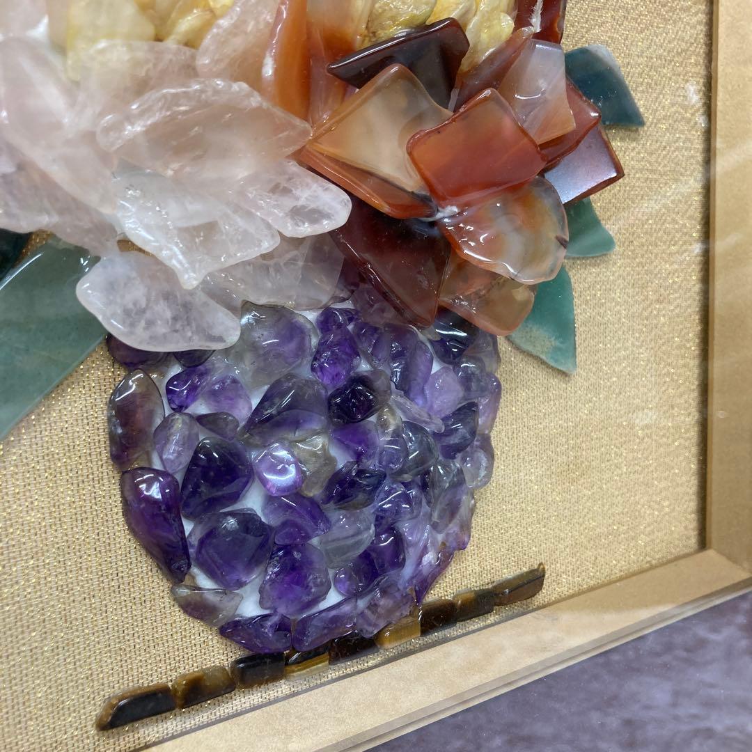 宝石画 貴石画 花瓶 花 アメジスト めのう 水晶 天然石 ストーンアート