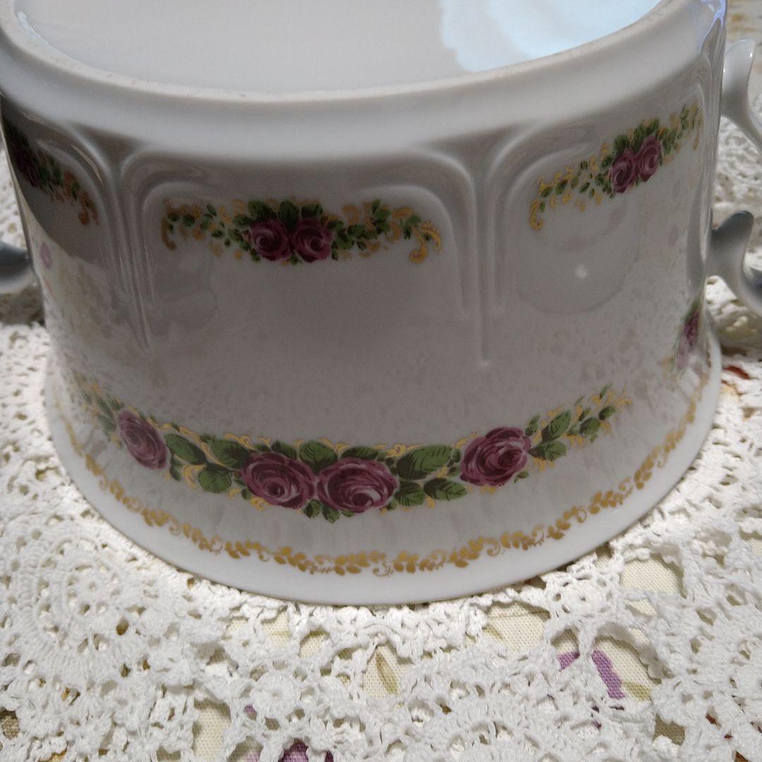 ♥値下げ♥旧東ドイツ製薔薇金彩キャセロール歴史物キズ補修あり