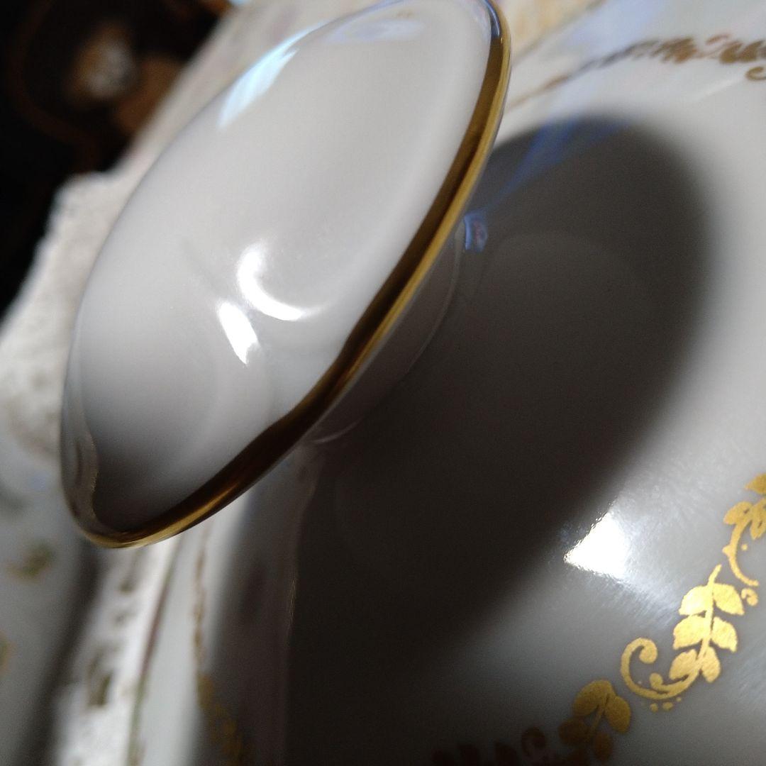 ♥値下げ♥旧東ドイツ製薔薇金彩キャセロール歴史物キズ補修あり