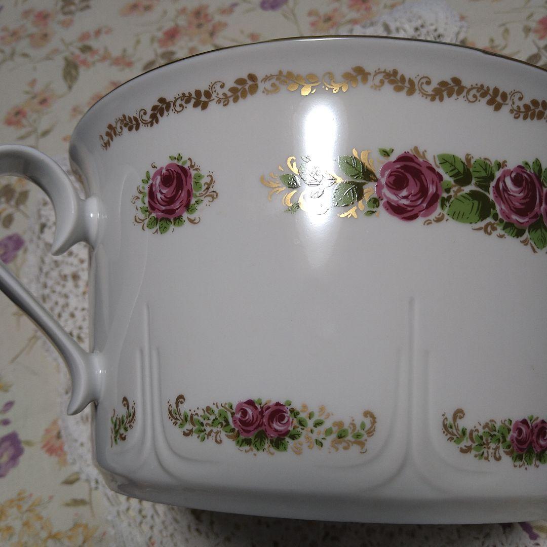 ♥値下げ♥旧東ドイツ製薔薇金彩キャセロール歴史物キズ補修あり