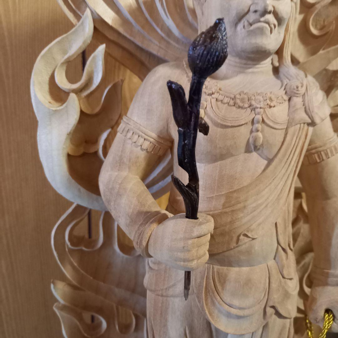 不動明王立像　木製彫刻 神像 全長約65cm