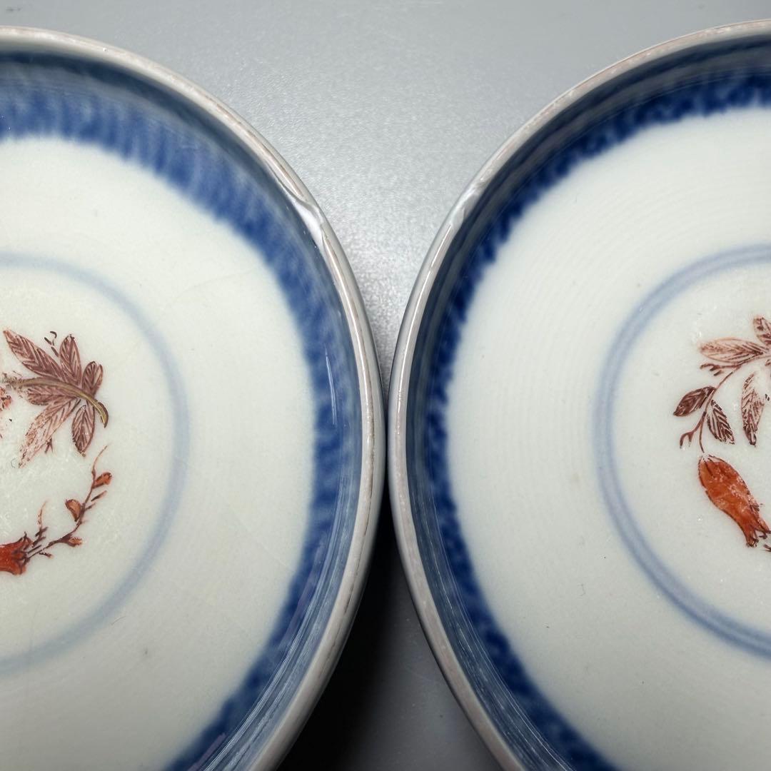 江戸後期　古伊万里　瑠璃金彩丸文様蓋物　五客　赤絵柘榴　器が素敵な料理屋