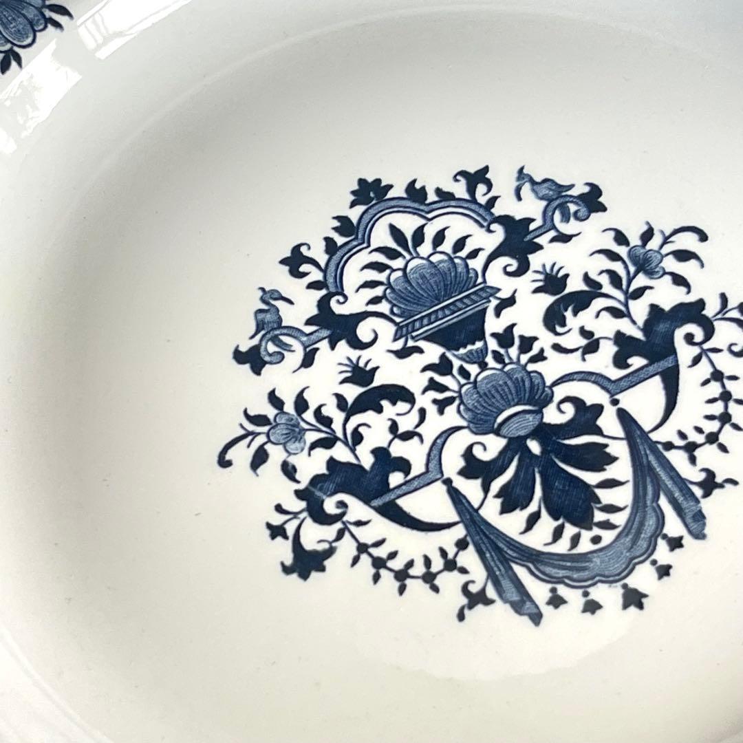フランス　アンティーク　ジアン　インクブルーの鳥とボタニカルモチーフのプレート