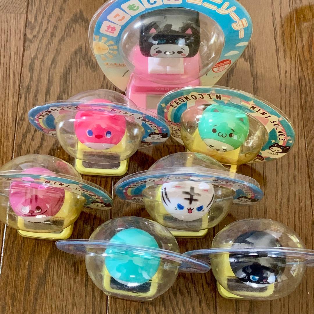 平成レトロ かおもじん ソーラーフィギュア　かおもじねこ 顔文字　KAOMOJI