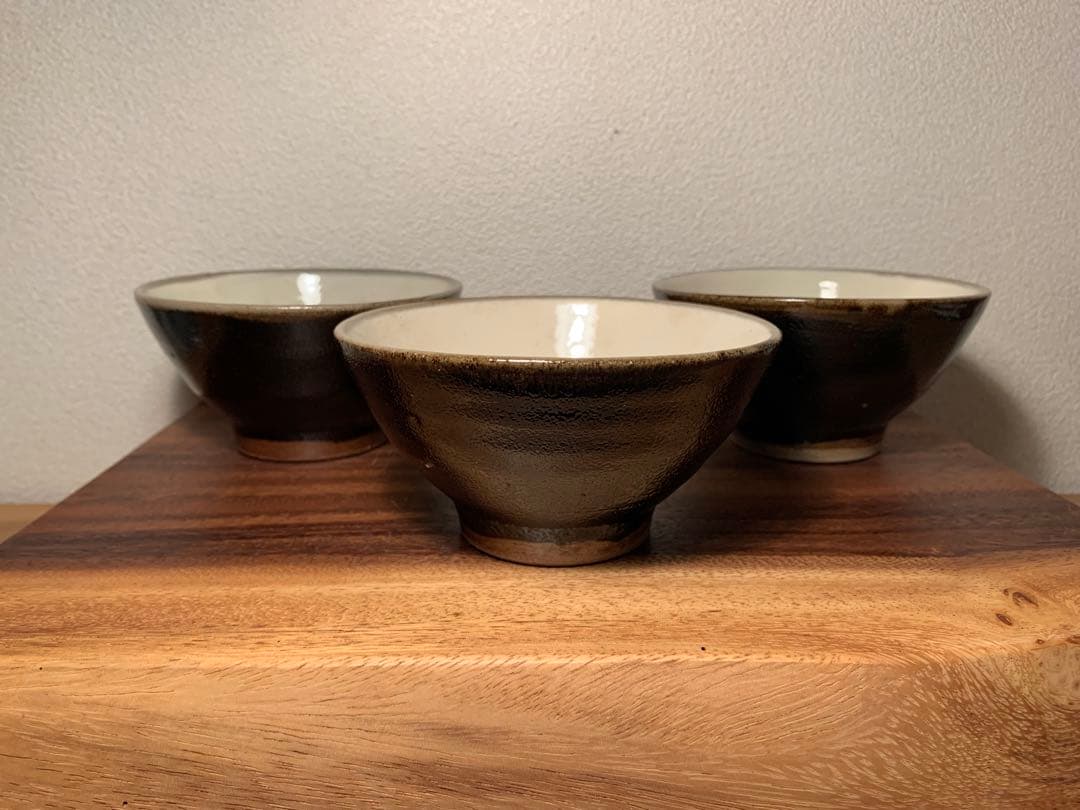出西窯 古作 飯碗 茶碗 3個セット 民藝 多々納弘光