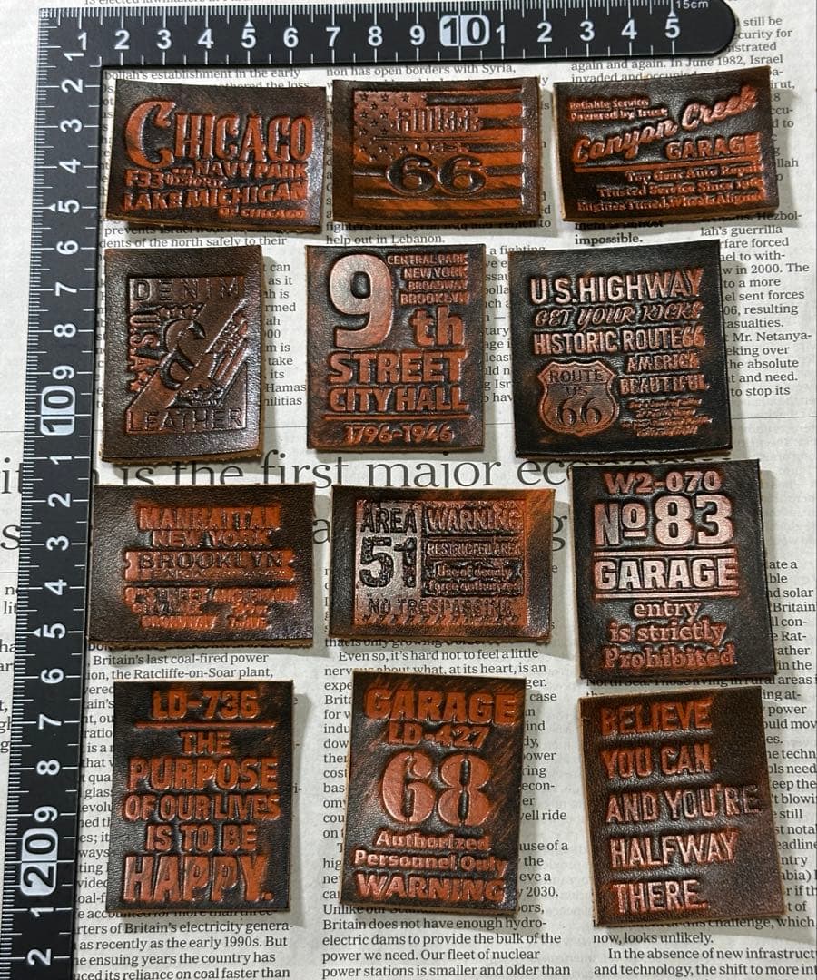 No.650 染色タグ 革タグ 刻印タグ ハンドメイド