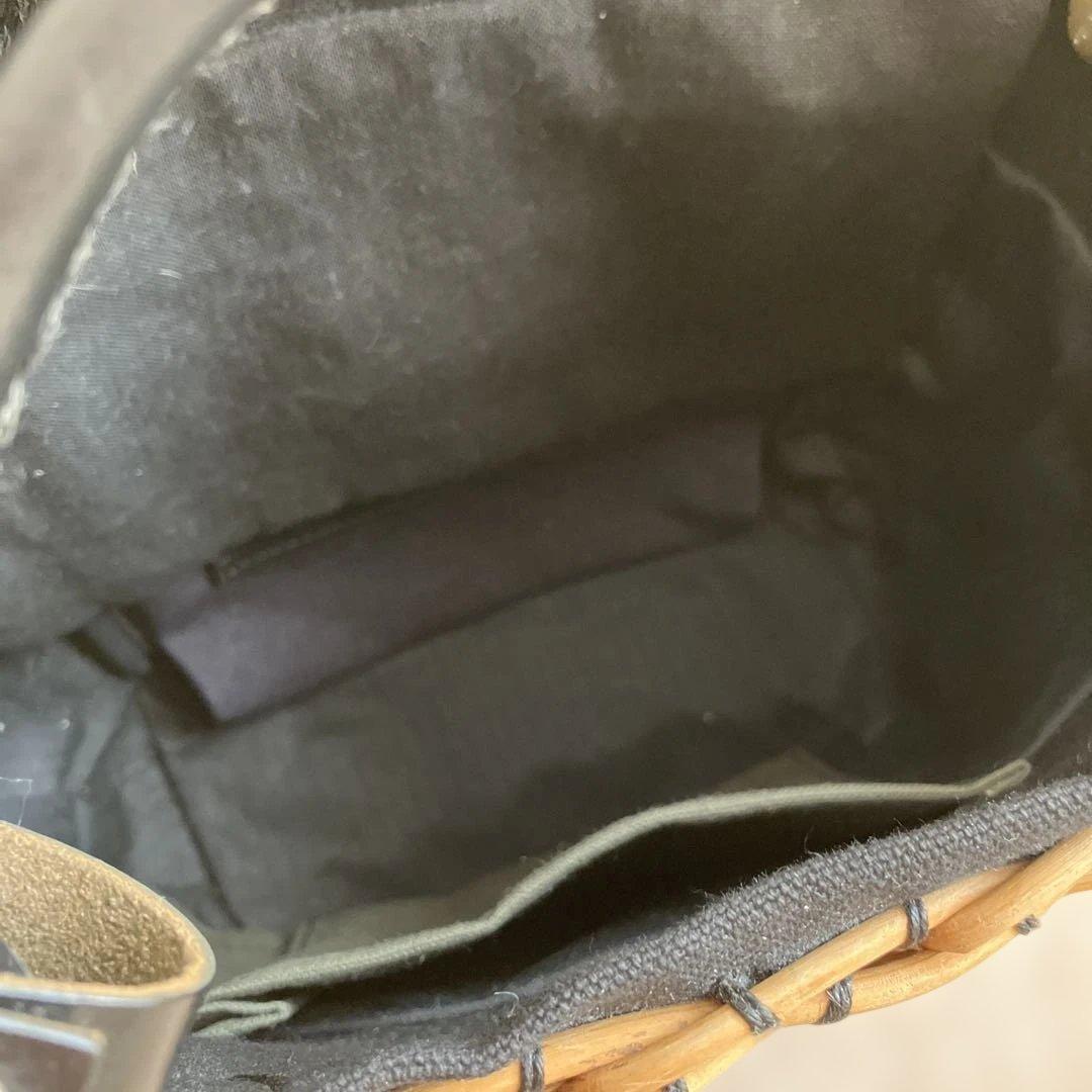 エバゴス♡2本編みカゴバッグ♡紅籐♡ブライドルレザー♡ブラック♡美品♡日本製