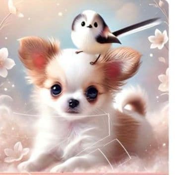 ポメラニアン、柴犬、チワワ、シーズとシマエナガパネル生地　ハンドメイド
