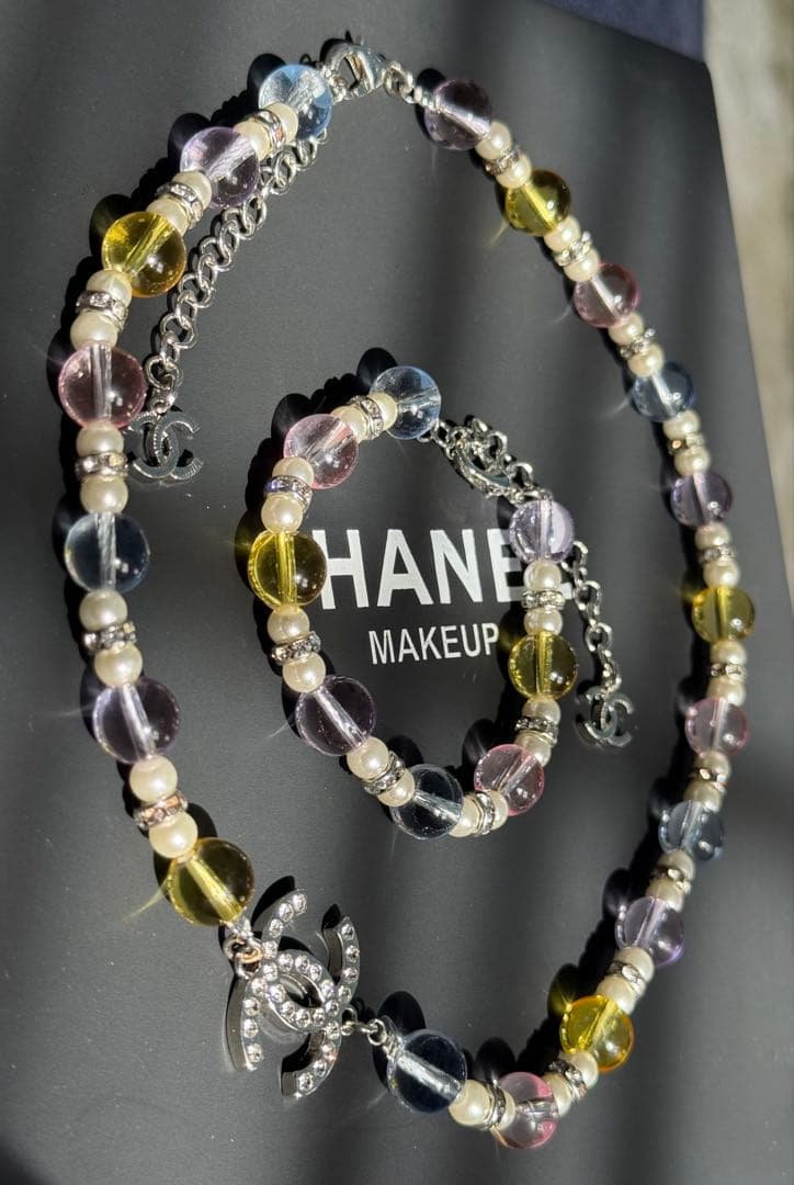 CHANEL 多色ビーズ ネックレス&ブレスレットセット