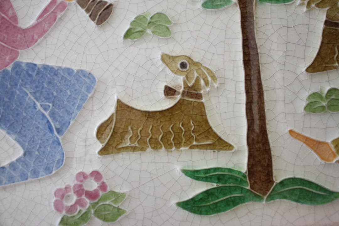 イタリア　陶板　タイル　羊飼い　音楽　インテリア