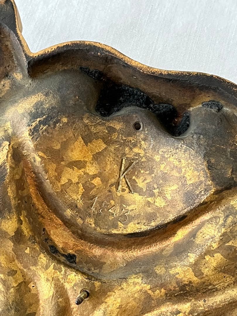 【美品】フランスアンティーク 金属製 リボン装飾 壁掛けオブジェ[2824]